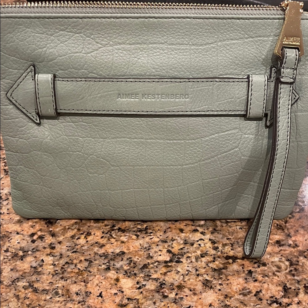 Aimee Kestenberg Sage 100% Leather Wristlet - Textured pattern - gold hardware